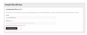 Showing the install wordpress directory choice
