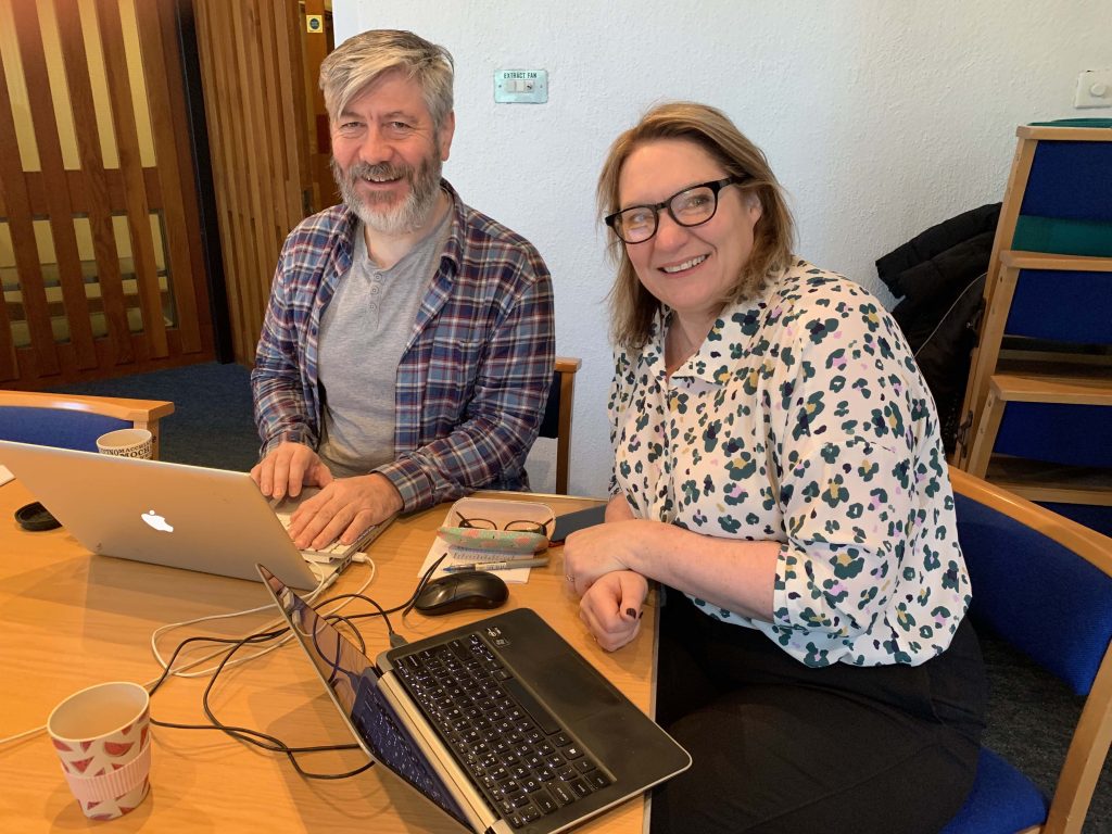 Rachel and Steve at the WordPress course in Woking Feb 2020