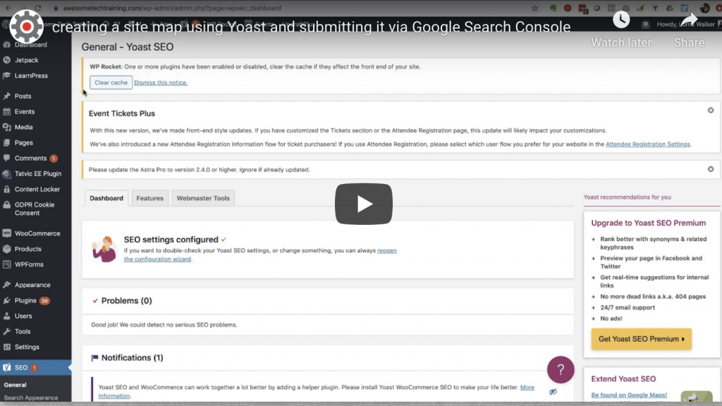 submitting a site map via google search console