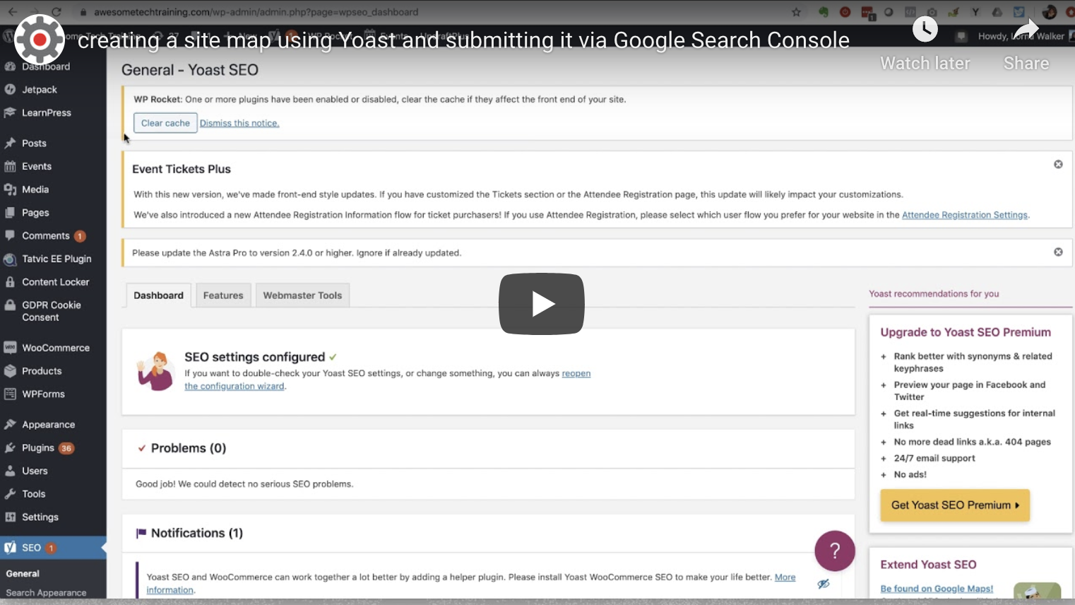 submitting a site map via google search console